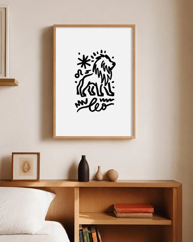 Leo - Cuadro Signo del Zodíaco en Amarillo - Láminas, Uruguay | Kiosko de Mar, vista 3