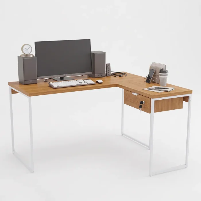 Escritorio Esquinero con cajón - Estocolmo en Madera natural - Escritorios y sillas de escritorio, Uruguay | Delta Center, vista 2