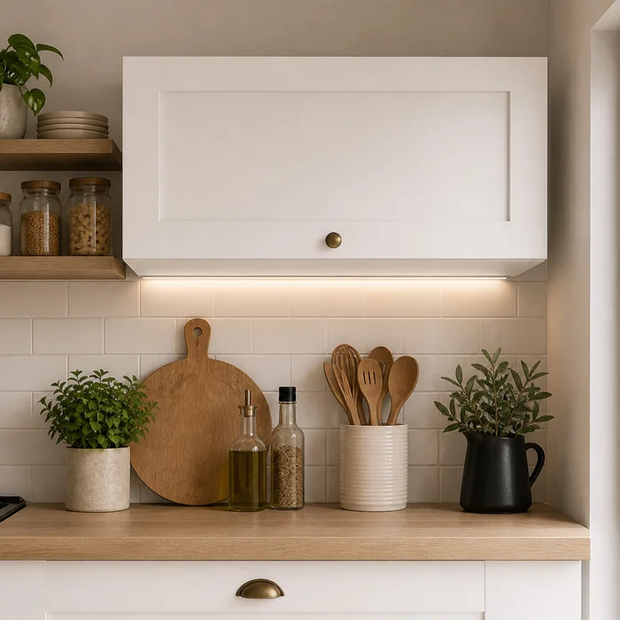 Aereo Cocina 1 Puerta Batiente Mdf Tirador Metalico en Blanco - Sillas, Uruguay | Soy Hogar, vista 5
