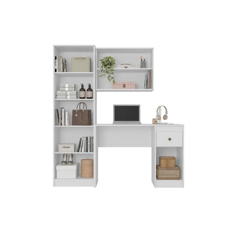 Escritorio Mesa De Estudio Pc Con Estantes Moderno en Blanco - Escritorios, Uruguay | Soy Hogar, vista 4