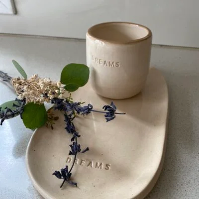 Set vaso y plato ovalado en cerámica en Beige - Decoración, Uruguay | Dreams On Time, vista 6