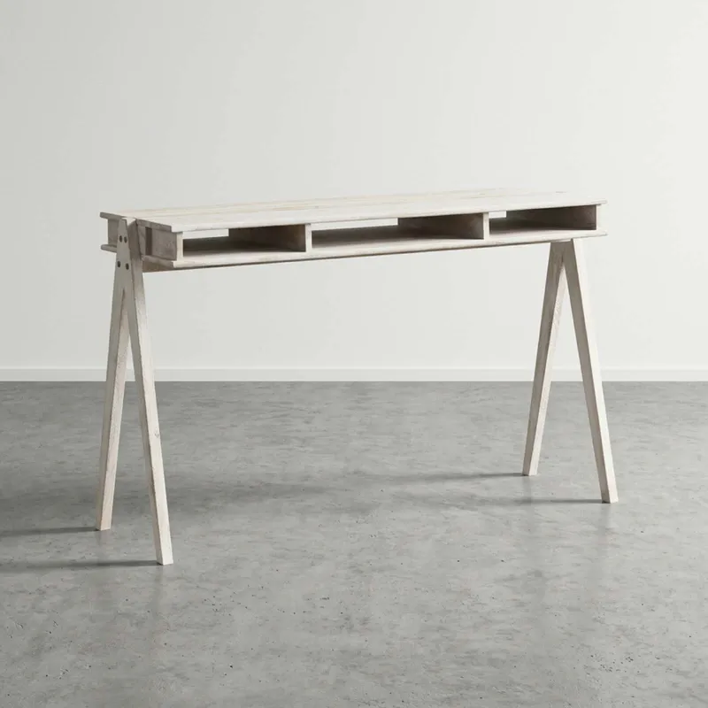 Escritorio Madera-acacia Blanco Cubbie en Beige - Escritorios y sillas de escritorio, Uruguay | Divino