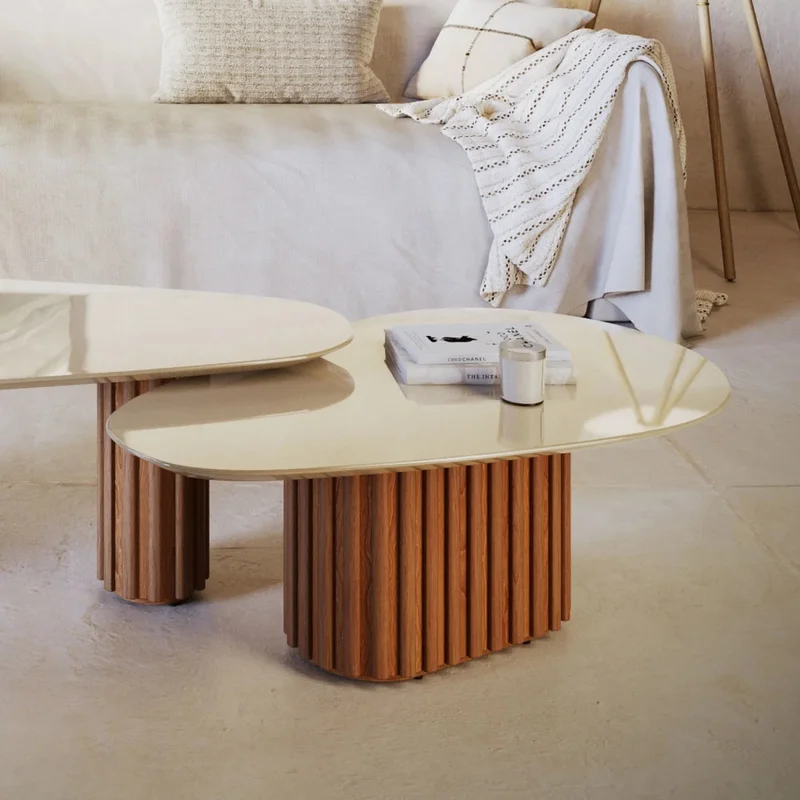 KIT Mesa De Living Oval Mix Small + Large Línea Nevada en Madera natural - Muebles para TV, Uruguay | Ecowood, vista 8