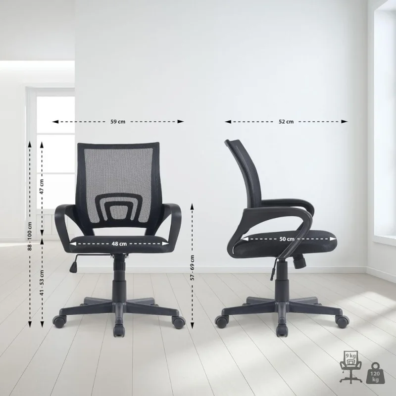 Silla de oficina AeroMesh en Negro - Sillas de escritorio, Uruguay | La Cueva Muebles, vista 4