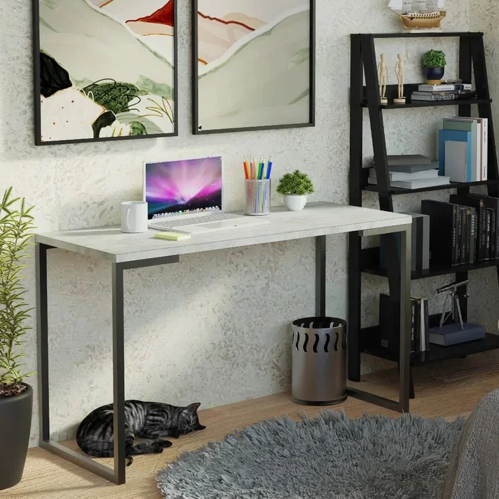 Mesa de escritorio Industrial Madera y Hierro 120cm en Negro - Escritorios, Uruguay | Balton, vista 28