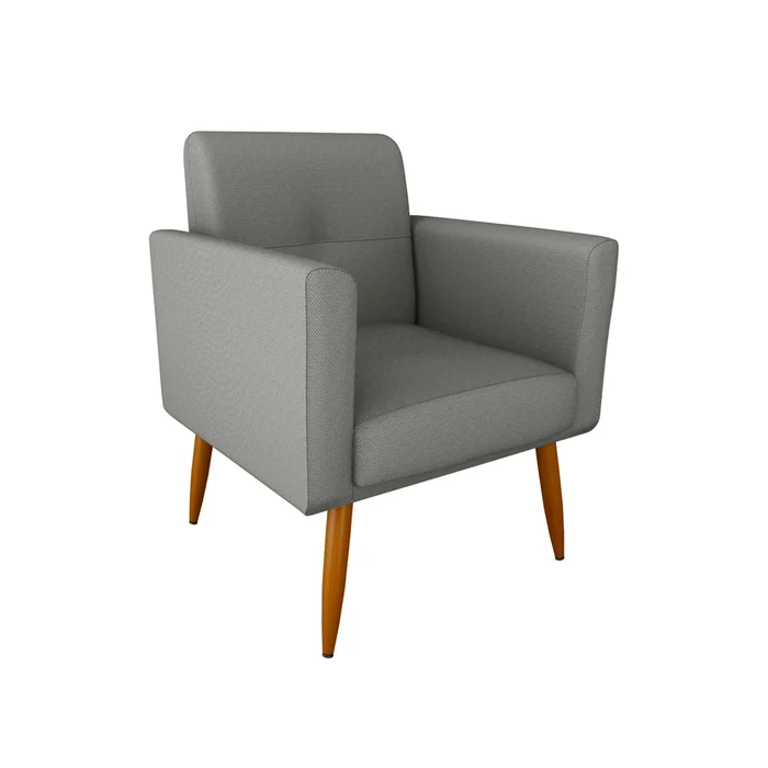 Poltrona Alta Patas De Madera Con Puff Tapizado en Gris - Muebles, Uruguay | Soy Hogar, vista 7
