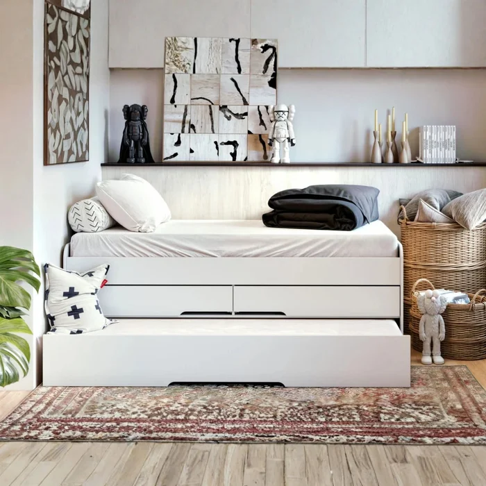 Cama Marinera 1 plaza con cajones - Línea Nordik - Blanco en Blanco - Dormitorio, Uruguay | Ecowood, vista 4