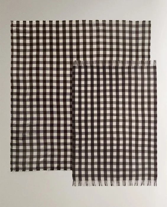MANTA CUADROS Y FLECOS en Marrón - Textiles, Uruguay | Zara Home, vista 2