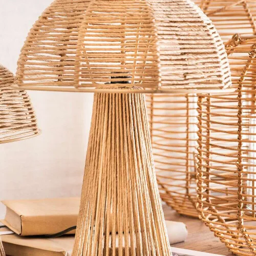 LAMPARA HONGUITO CUERDA - ALTURA 28 CMS en Madera natural - Lámparas de mesa, Uruguay | La Iberica