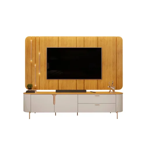 Rack con Panel Celine - Marron en Marrón - Muebles para TV, Uruguay | Ecowood