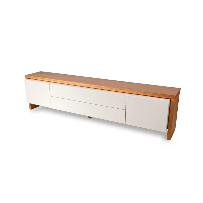 Rack Nord - Off White y Natural en Blanco - Muebles para TV, Uruguay | NYR
