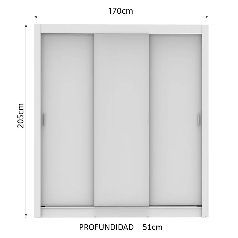 Ropero Placard Matrimonial Monaco 170CM con 2 Espejos 3 Puertas Corredizas en Negro/Rustico - Roperos y placares, Uruguay | Balton, vista 23