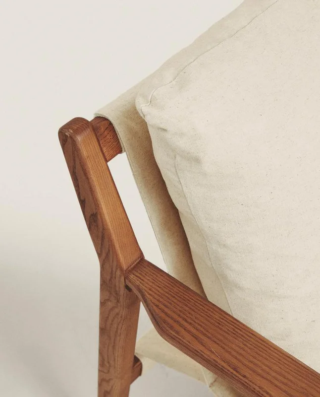 BUTACA MADERA Y COJÍN DESENFUNDABLE en Beige - Butacas, banquetas y puffs, Uruguay | Zara Home, vista 4