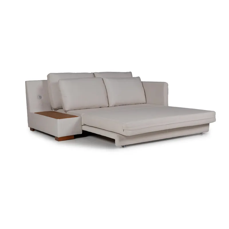 Sofá Cama Niki - Con mesa - Tela Rústica - 9831 (Parma Beige) en Beige - Sillones y sofás, Uruguay | NYR