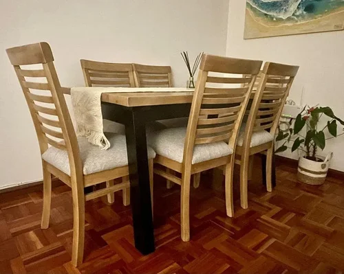 Juego Comedor Madera Maciza 160x90 Holandesa 6 Sillas Ozark A Eleccion en Madera natural - Mesas de comedor, Uruguay | Ozark Home, vista 2