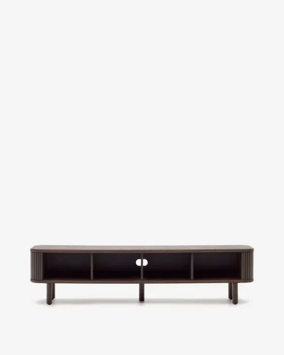 Mueble TV Mailen 2 puertas en chapa de fresno - con acabado oscuro 200 x 50 cm en Negro - Muebles para TV, Uruguay | Kavehome, vista 8