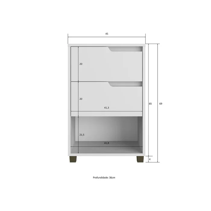 Mesa De Luz 2 Cajones 1 Espacio Dormitorio 100% Mdf en Blanco - Mesas de luz, Uruguay | Soy Hogar, vista 3