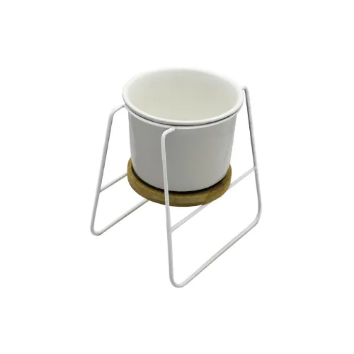 MACETA CERAMICA C/BASE D11x16CM BLANCO en Blanco - Macetas, Uruguay | Koz