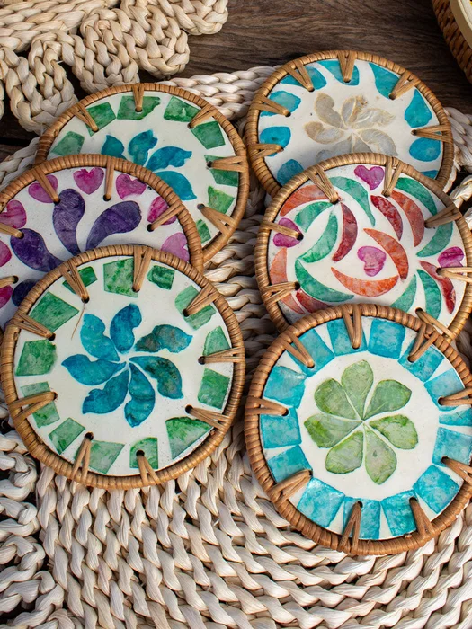 SET POSAVASOS X5 NÁCAR COLORES en Multicolor - Textiles, Uruguay | Cabana, vista 2