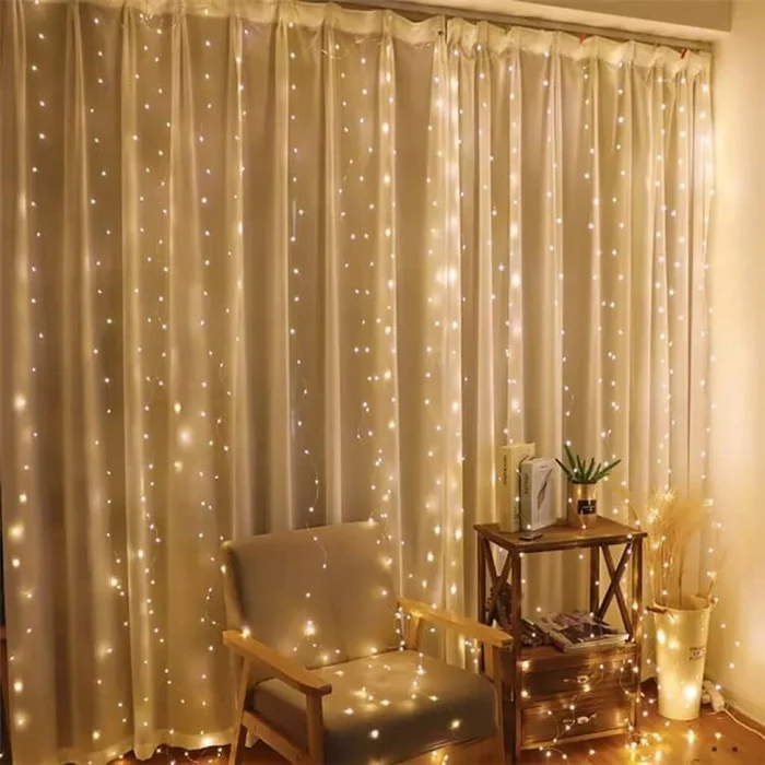 Cortina lluvia luces led cálida decoración 3x3mts - Lámparas de mesa, Uruguay | Buho Store