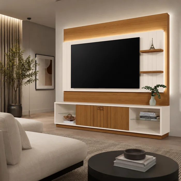 Rack TV Guaiba 2.0 en Madera natural - Muebles para TV, Uruguay | Casa Brava