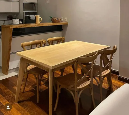 Juego Comedor Madera Maciza 120x80 4 Sillas Vienesas - Ozark A Eleccion en Madera natural - Mesas de comedor, Uruguay | Ozark Home, vista 3
