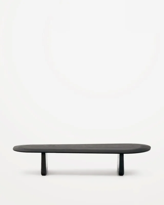 Mesa de centro Pirita de madera maciza de roble con - acabado negro, 146 x 56,5 cm FSC 100% en Marrón - Mesas de living, Uruguay | Kavehome, vista 7