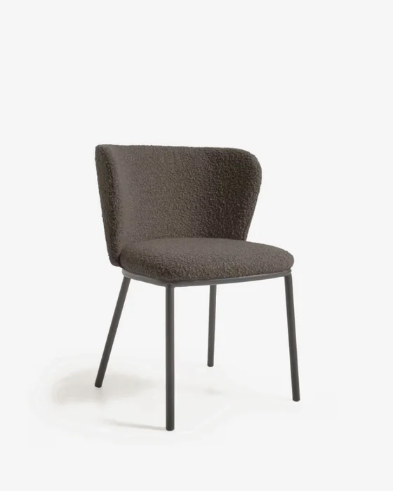 Silla Ciselia de borreguito negro y acero negro en Negro - Sillas, Uruguay | Kavehome