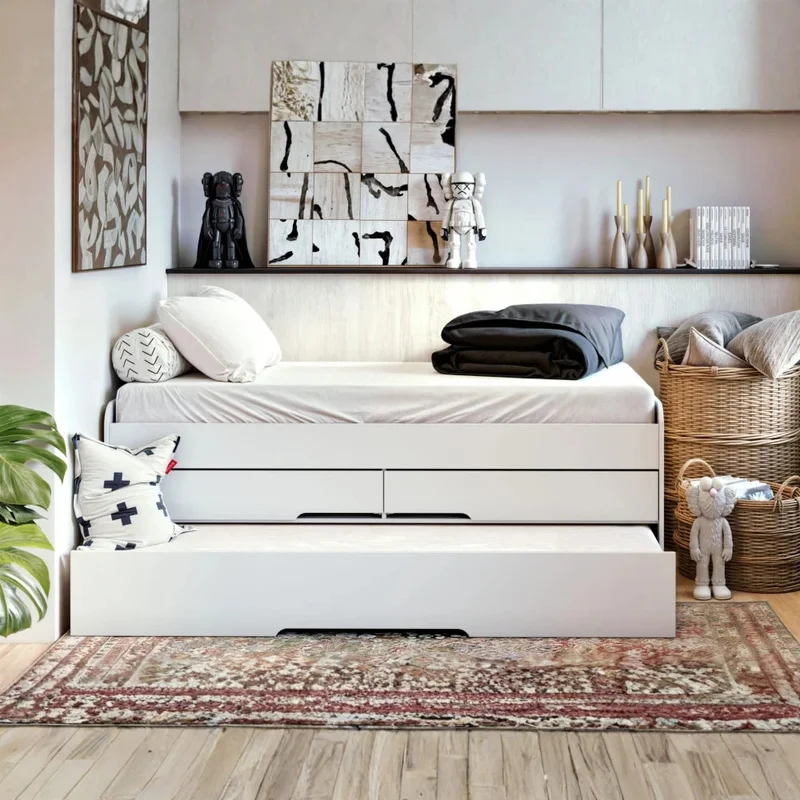Cama Marinera 1 plaza con cajones - Línea Nordik - Blanco en Blanco - Dormitorio, Uruguay | Ecowood, vista 4