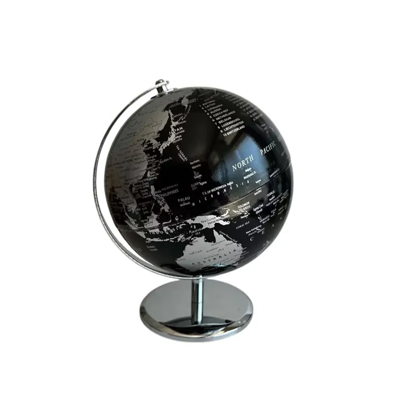 GLOBO TERRAQUEO 20x26.5CM HIERRO PLADEADO/NEGRO en Plateado - Decoración, Uruguay | Koz