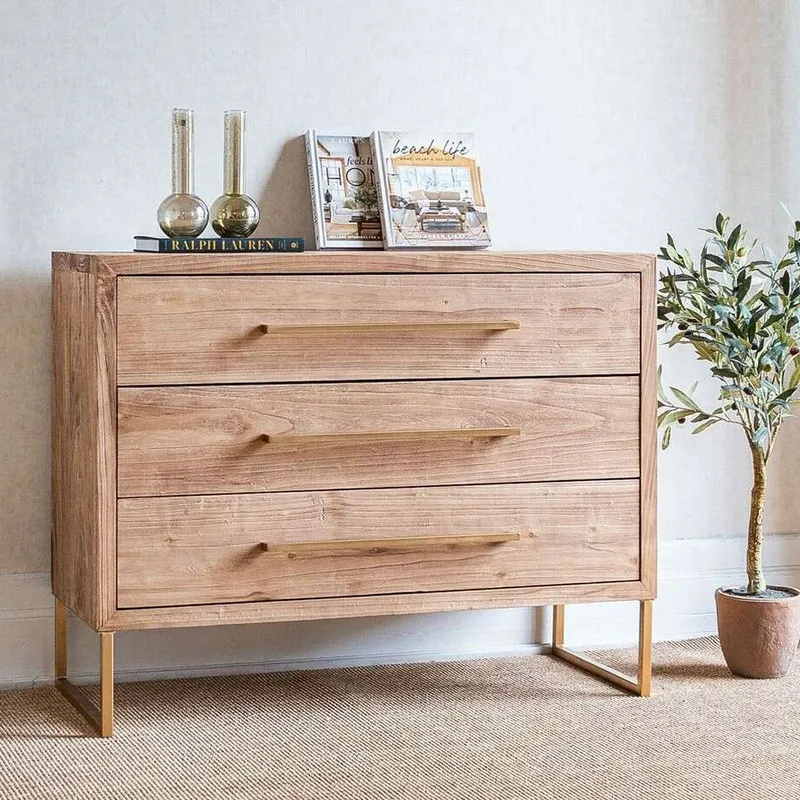 COMODA SUR - ALAMO Y HIERRO ORO VIEJO en Madera natural - Bibliotecas, Uruguay | La Iberica