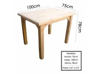 Mesa de madera pino 1.00x0.75x0.78 en Madera natural - Mesas de comedor, Uruguay | Que Sal Muebleria, vista 3