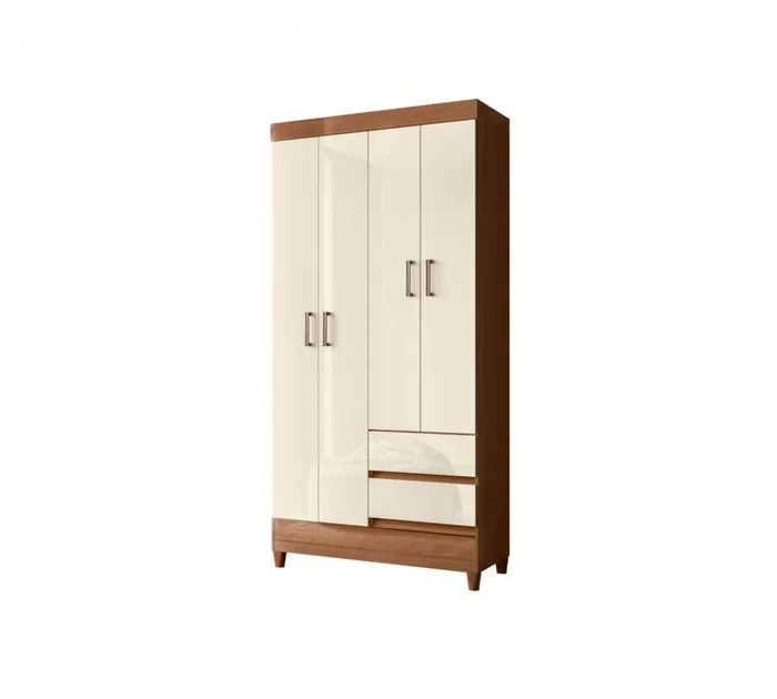 Ropero 4 puertas 2 cajones - Terminación Jequitibá Claro en Beige - Roperos y placares, Uruguay | Rústico Hogar