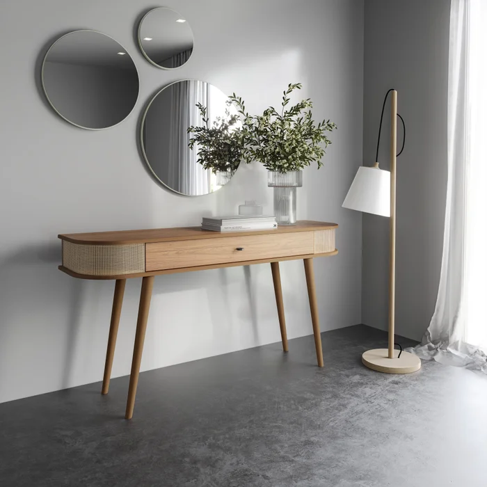 Aparador Retro 140cm Ratan Sintetica C/Cajon 100% MDF en Madera natural - Aparadores y recibidores, Uruguay | Balton, vista 2