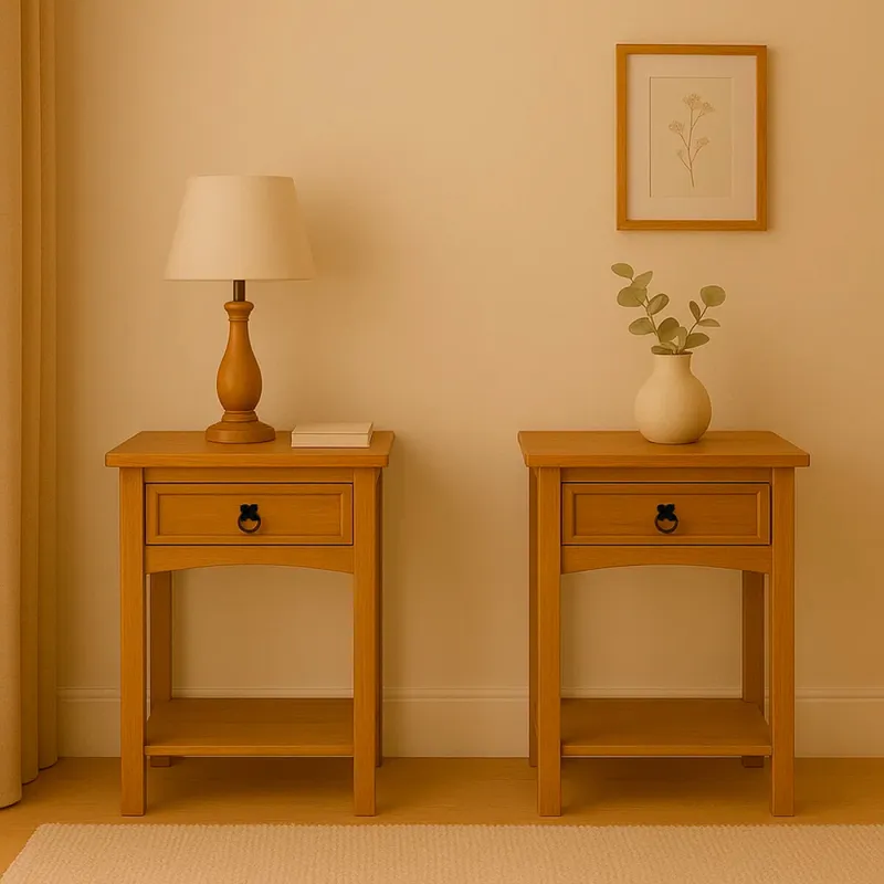 Promo 2 Mesa de Luz 1 Cajón Línea Naturale - BLANCO en Blanco - Mesas de luz, Uruguay | La Cueva Muebles