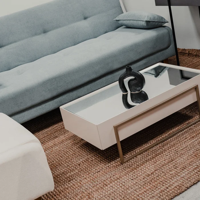 Mesa de Living Vidrio y Metal - Línea París - Blanco en Blanco - Mesas de living, Uruguay | Ecowood, vista 2