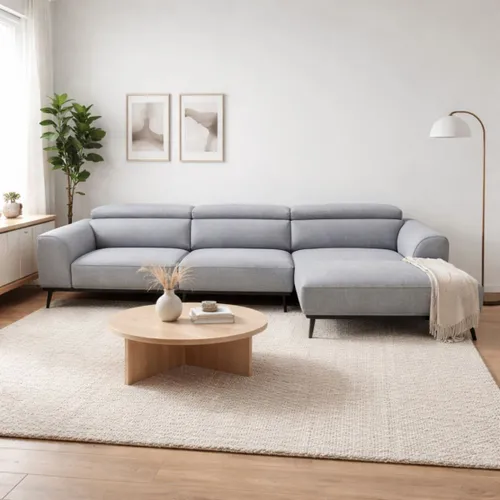 Sofá con chaise DUNA TELA GRIS DERECHO - Sillones y sofás, Uruguay | Viasono