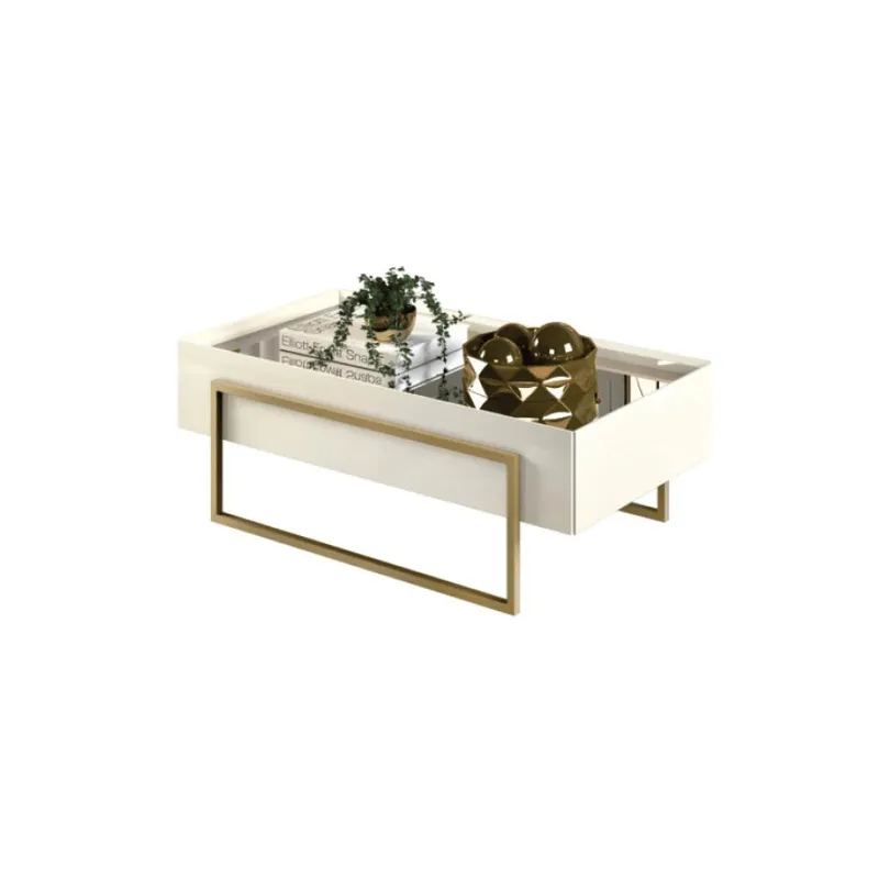 Mesa de Living Vidrio y Metal - Línea París - Blanco - Mesas de living, Uruguay | Ecowood