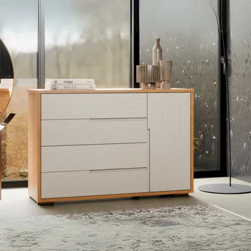 Cómoda Zapatera Nordik - 4 cajones 1 puerta - Beige en Beige - Cómodas, Uruguay | Ecowood