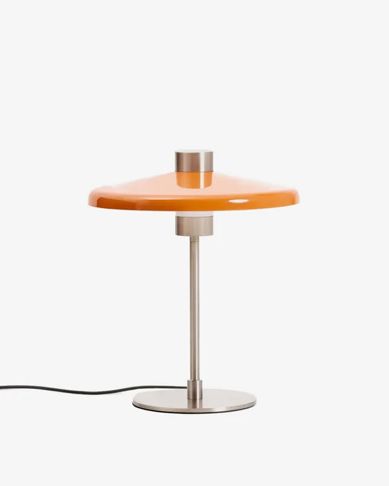 Lámpara de mesa Nuvira de acero cepillado - gris claro y pantalla naranja en Naranja - Lámparas de mesa, Uruguay | Kavehome
