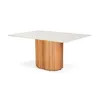 Mesa de comedor Living - Con vidrio - 160 - Off White y Canela en Blanco - Mesas de comedor, Uruguay | NYR, vista 1 de 3