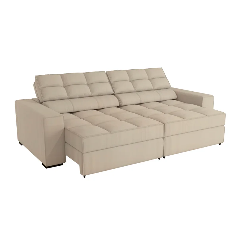 SOFA DELUXE 2.70CM RETRACTIL RECLINABLE 6 POSICIONES en BOUCLE GRIS A056 - Sillones y sofás, Uruguay | Balton, vista 4