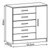 Comodas Cajoneras 5 Cajones 1 Puerta Dormitorio Demo 15d - Cómodas, Uruguay | Soy Hogar, vista 6 de 12