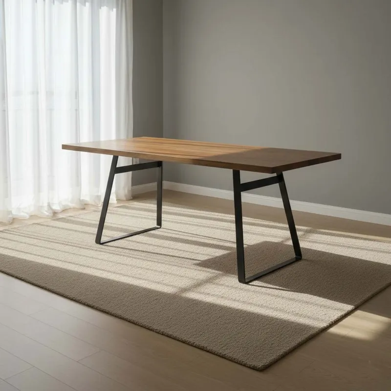 Mesa De Comedor Madera-y-metal Marron York en Marrón - Mesas de comedor, Uruguay | Divino