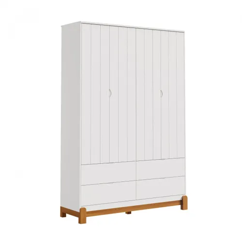 Ropero 4 Puertas 4 Cajones - Lotus - Blanco en Blanco - Roperos y placares, Uruguay | Rústico Hogar