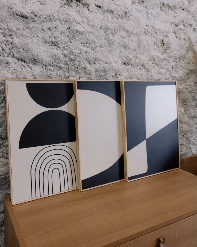 Kit 3 Cuadros - Abstracto Negro - 30 × 40 - Decoración de pared, Uruguay | Berna home, vista 3