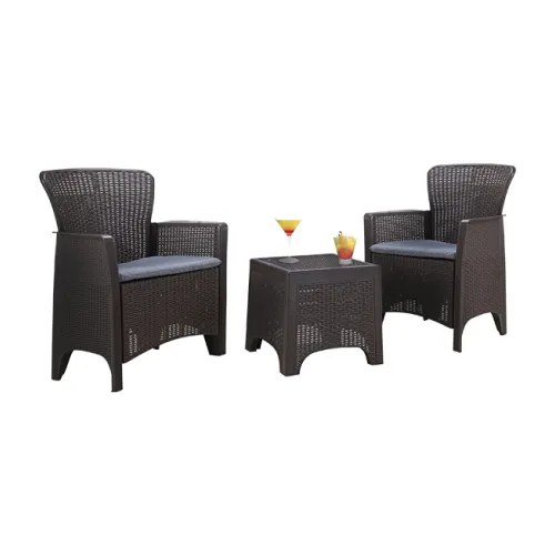 Set Exterior (2+1) Marrón Polipropileno Cadiz en Marrón - Muebles para el exterior, Uruguay | Divino
