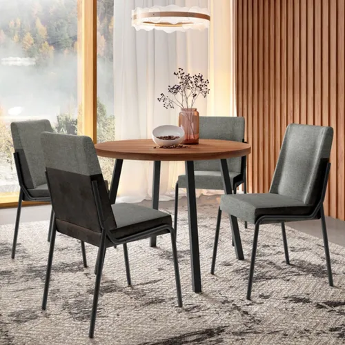 Juego de Comedor Stellar Hug Redonda 4 sillas Rose - Negro en Negro - Mesas de comedor, Uruguay | Rústico Hogar