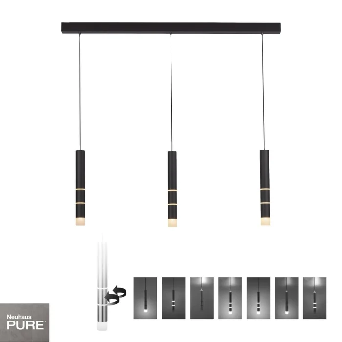 Colgante led rotativo tubular triple 7 posiciones de luz 3000K 30W en Negro - Lámparas colgantes, Uruguay | Iluminica, vista 2