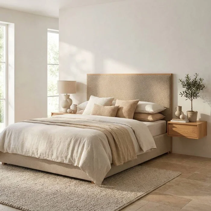 Respaldo Concept Central - 2 plazas - Microfibra - Freijo y Arena en Beige - Respaldos de cama, Uruguay | Nyr